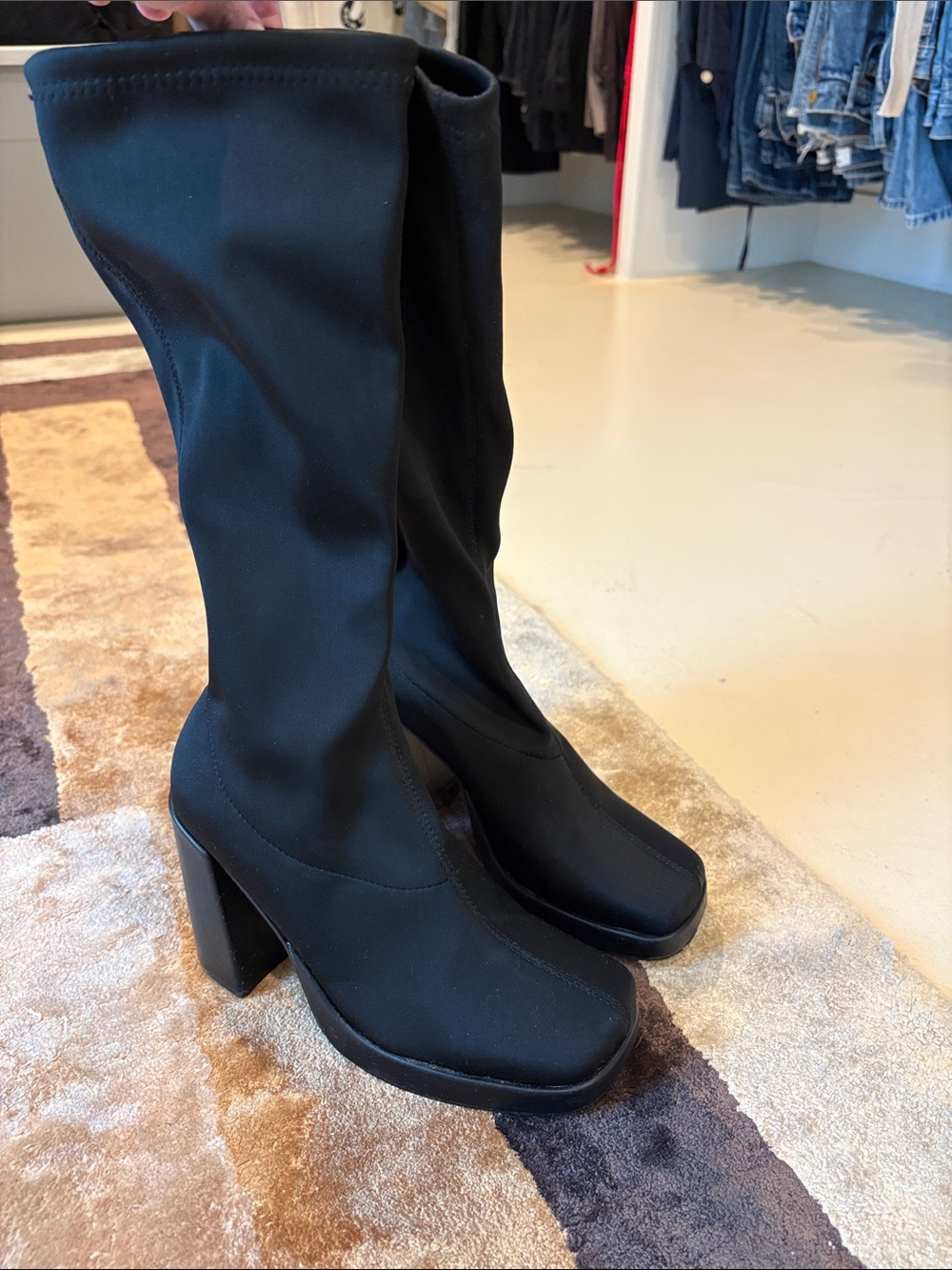 Unif Neoprene and Leather Platform Boots